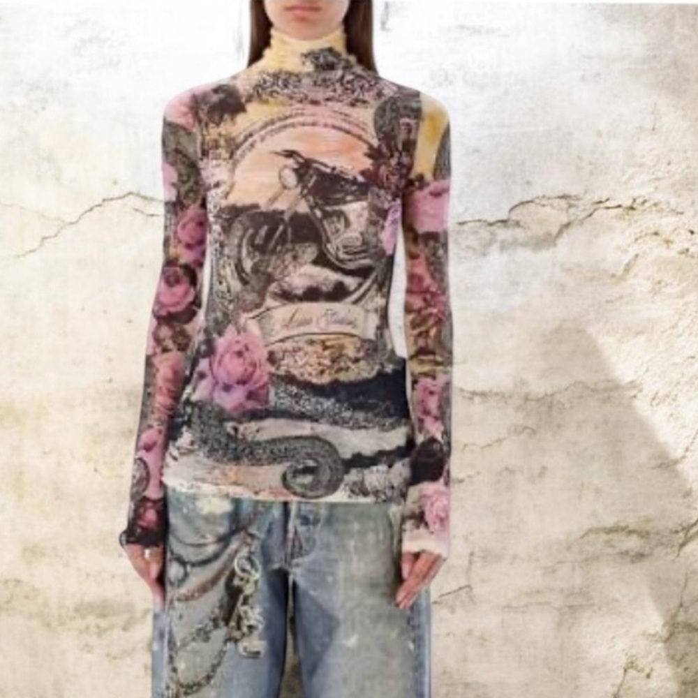 Acne Studios Denise Moto Frame Semi Sheer Top